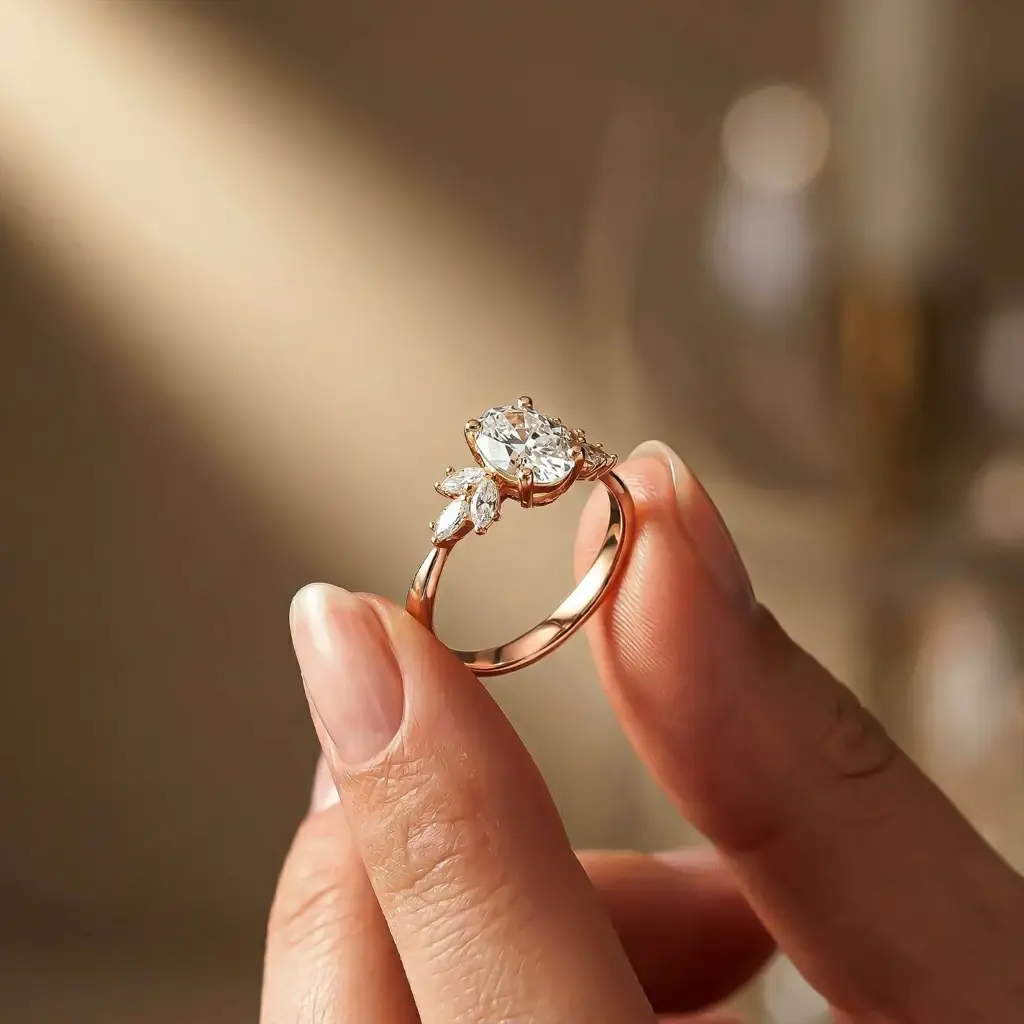 1.30Ct Moissanite Floral Oval Cut Ring : ZLM10006R-10N