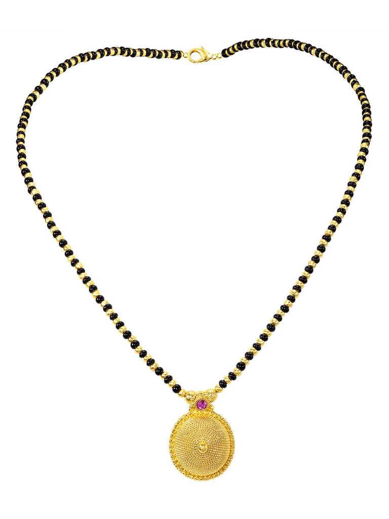 Gold Plated Ethnic Rani Pink Crystal Studded Mangalsutra For Women | Festive & Bridal Jewellery, Anniversary Birt : PF04MS08RP