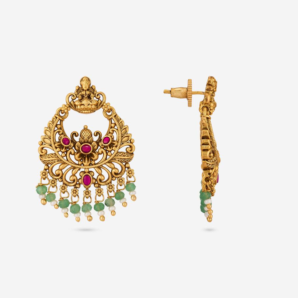 Ruby-Green Gold - Plated Festive Antique Earring - 467612 : 467612