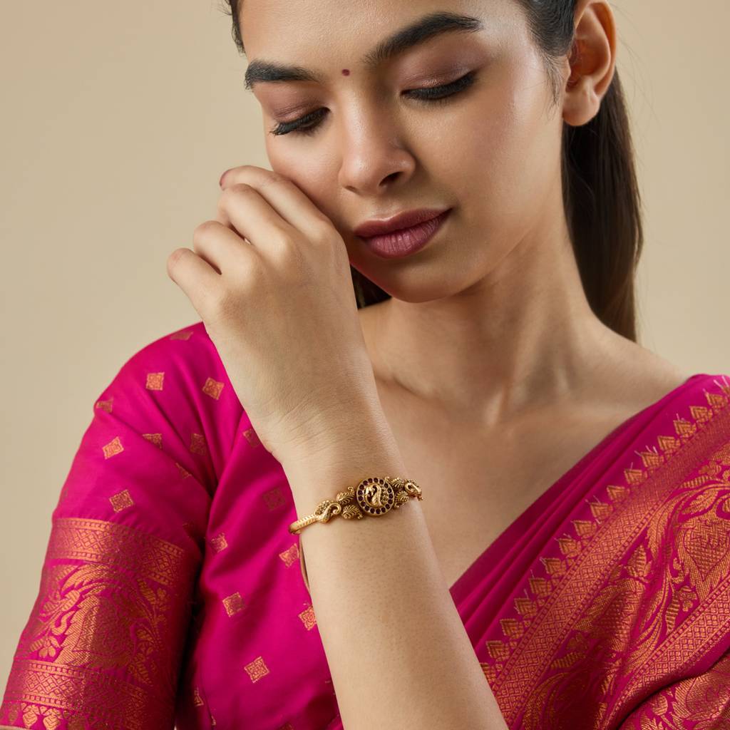Ruby Gold - Plated Festive Antique Kada - 435530 : 435530