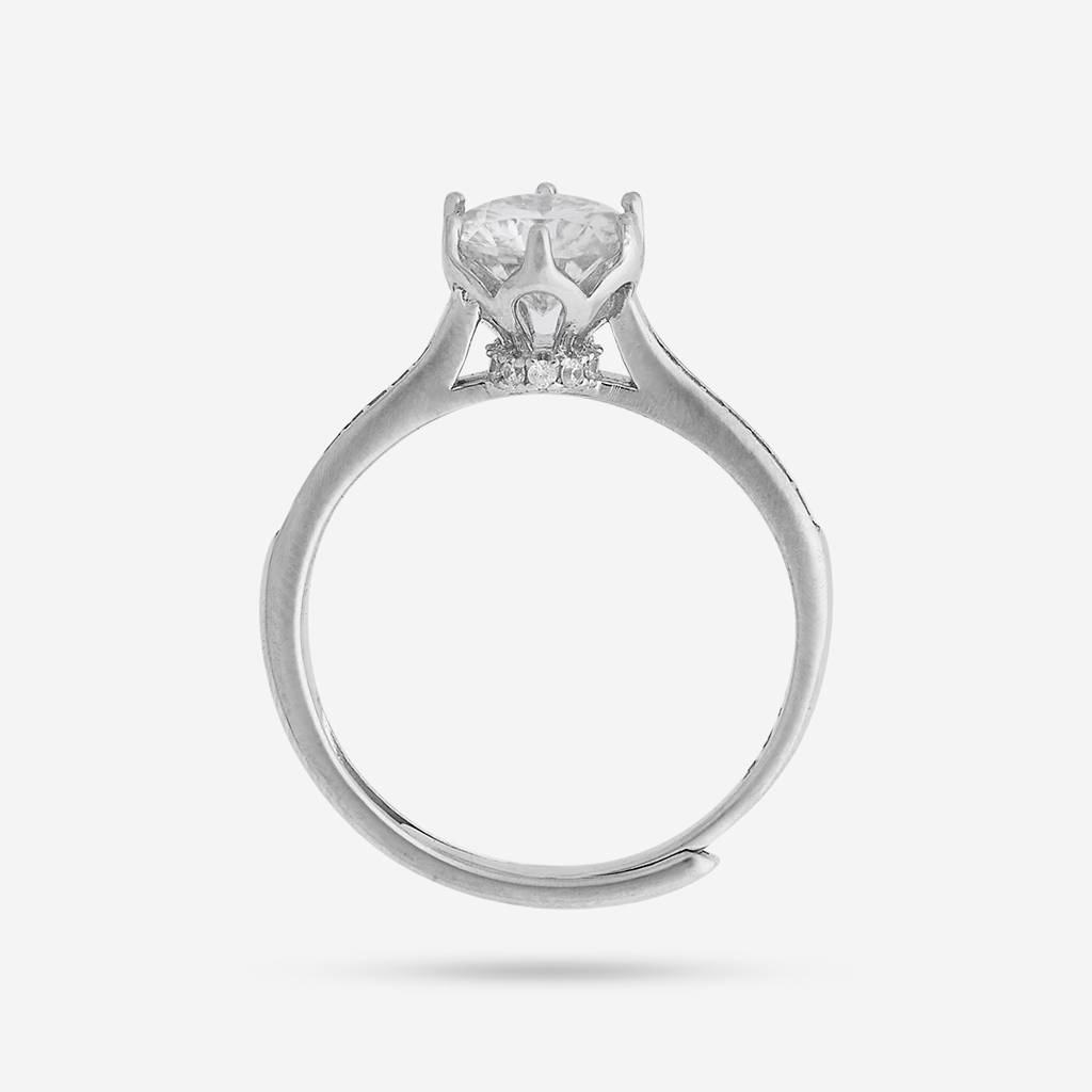 White - Plated Office Wear Silver Finger Ring - 448507 : 448508