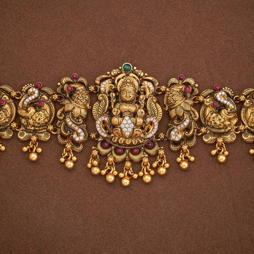 Ruby-Green Gold - Plated Bridal Temple Belt - 425331 : 425331