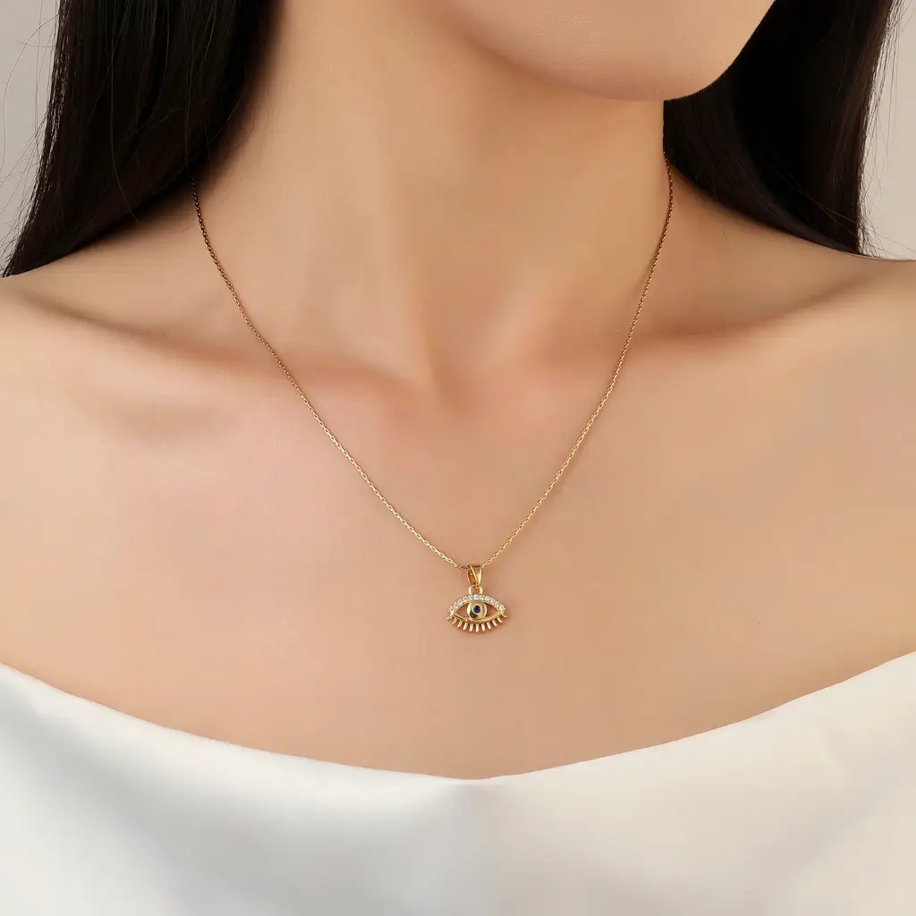 Eye On You Gold Necklace : NS13736-G-BLU