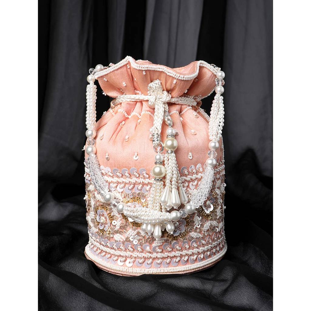 Potli Purses For Women Handmade Evening Handbag Stylish Bridal Fashion Wristlet Bag For Girls (P46Br) : P46PCH