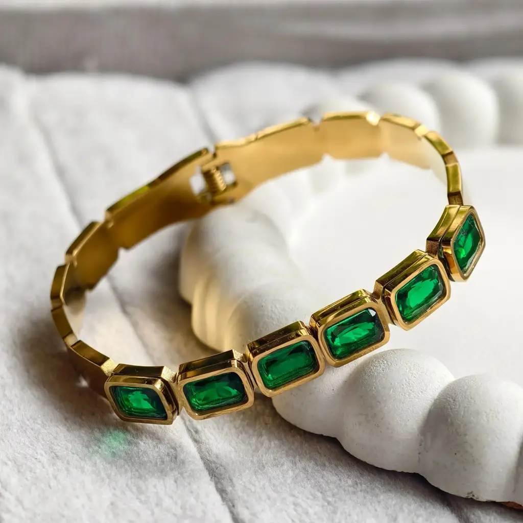 Emerald Retro Geometry Bracelet : PST099
