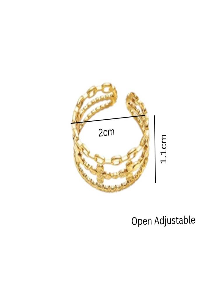 Floral Triple Layer Ring For Women Anti-Tarnish Waterproof 18K Gold Plated : ALL1125R365