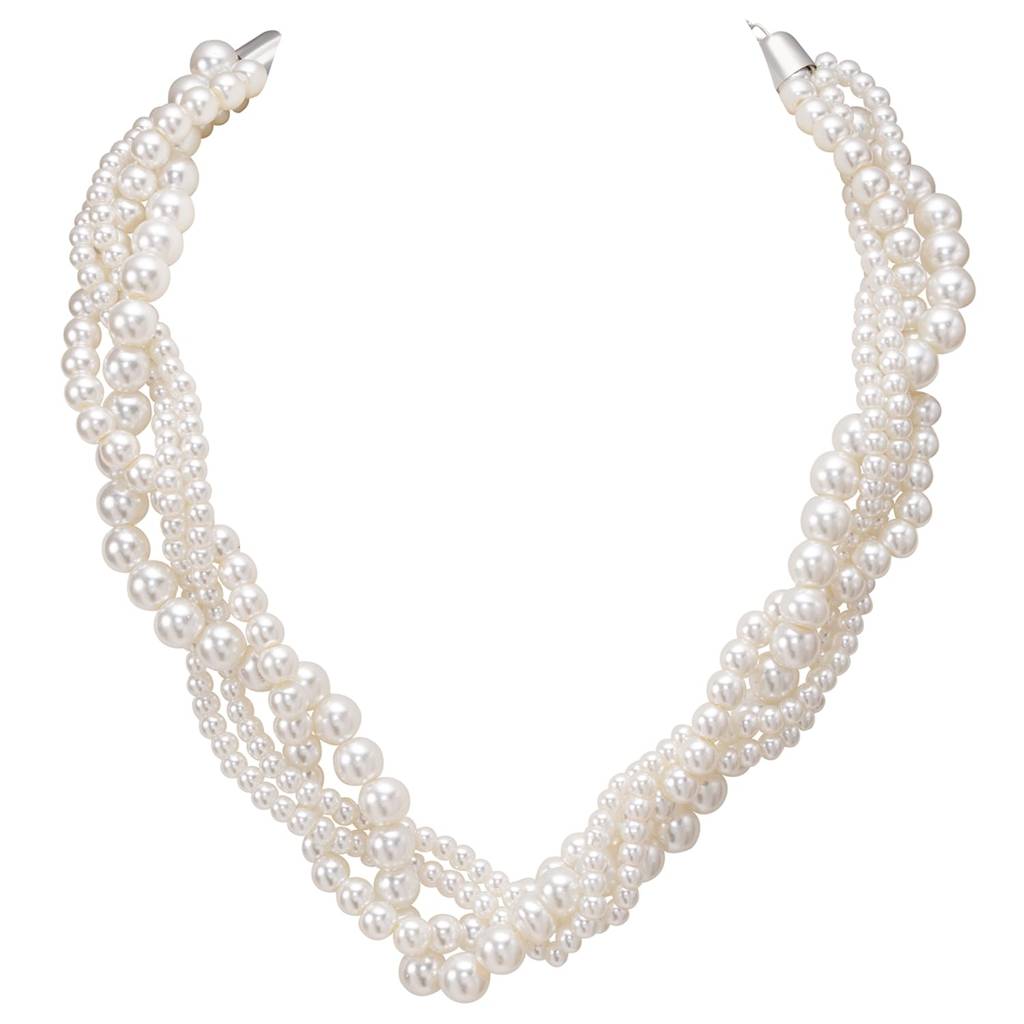 Silver Plated Fancy White Beaded Necklace For Women & Girls : PX9N253W