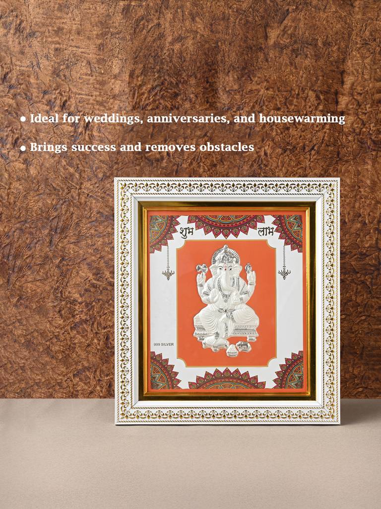 Pure 999 Silver Ganesh Wall Frame : DFGFT355