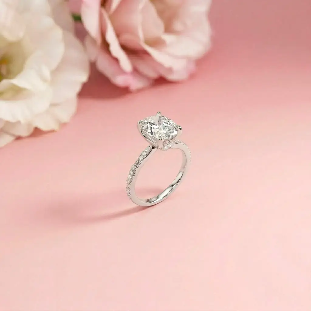 2.75Ct Moissanite Oval Solitaire Pavã© Ring : ZLM10026-10N