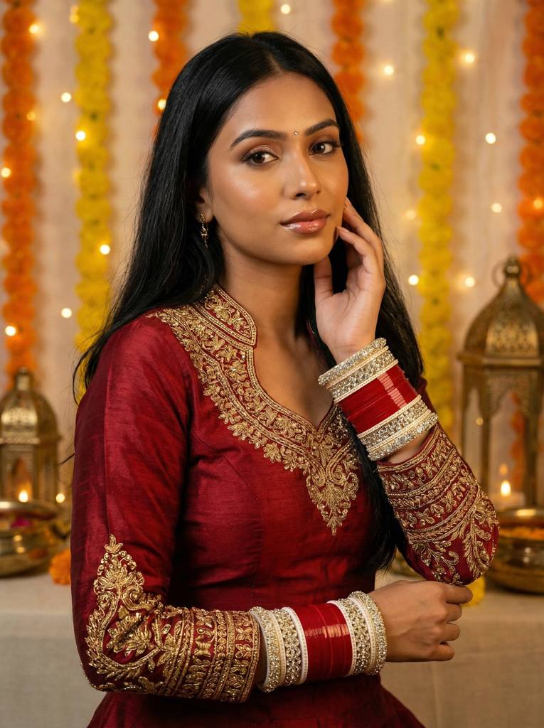 Premium Diamond Punjabi Bridal Chura : HB-52-24