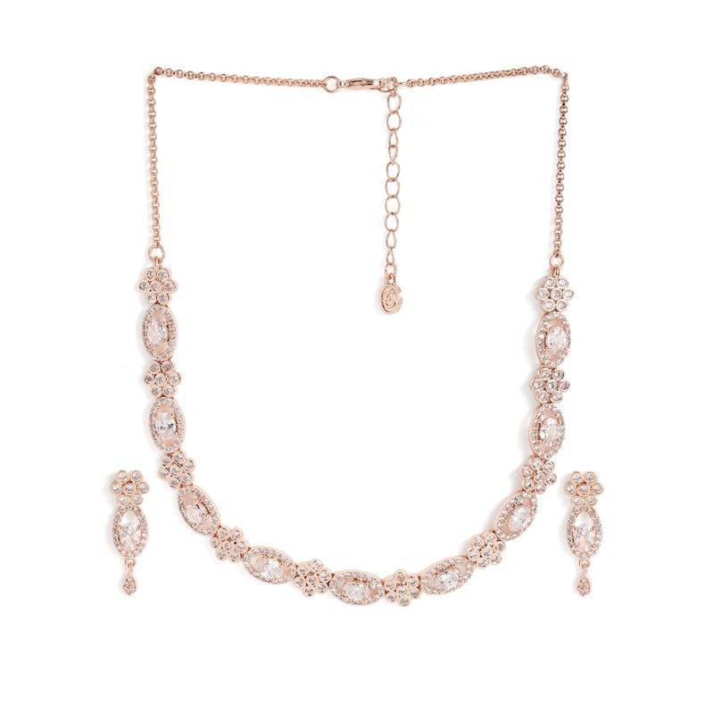 Dazzling Cz Leaf Motif Necklace Set | Festive Ready : AD-884-RGWENKER