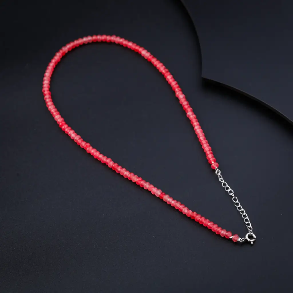 Pink Sapphire Silver Necklace : 71243927