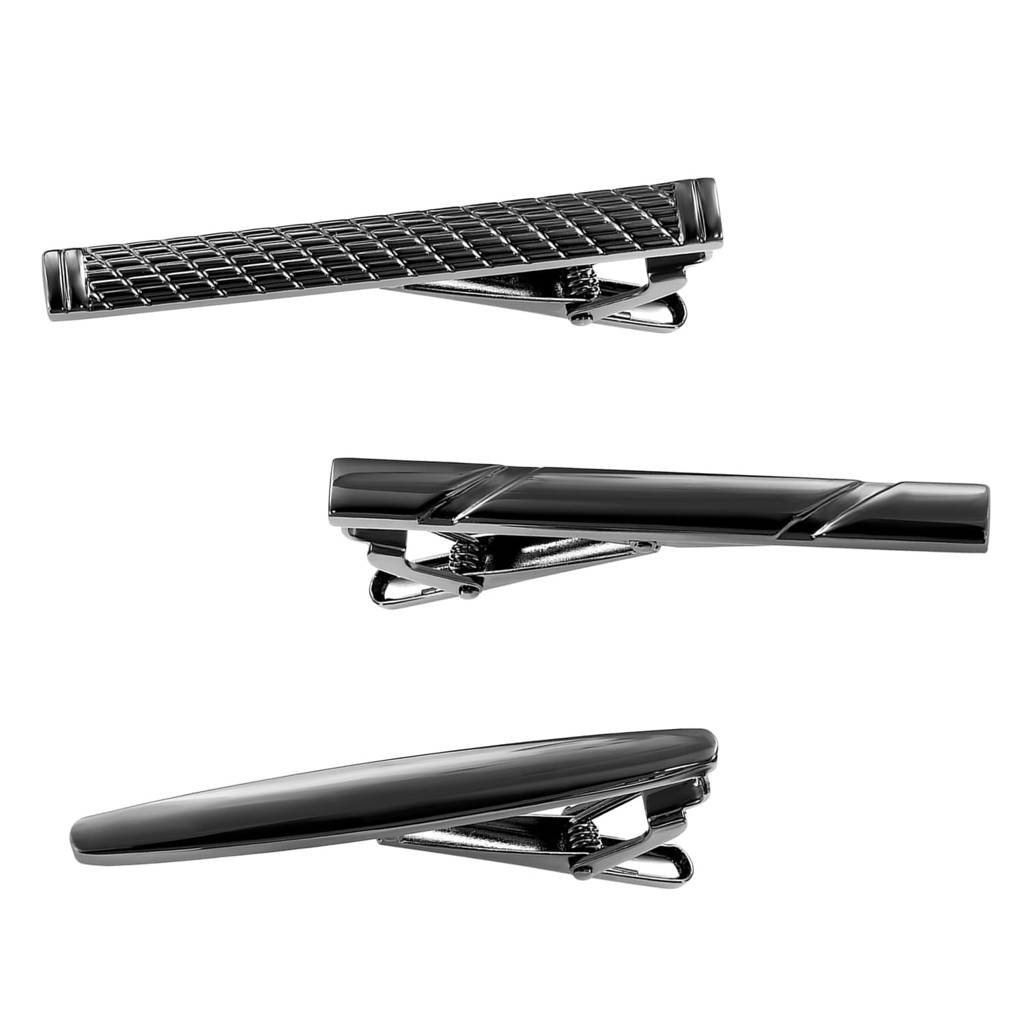 Black Stainless Steel Classic Tie Pins For Men Formal Business Accessories Gift (Pack Of 3) : PX9T30