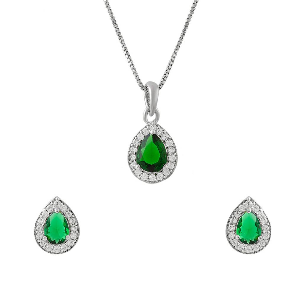 Sparkling Elegance Emerald Glow Pendant Set : 8905124562828