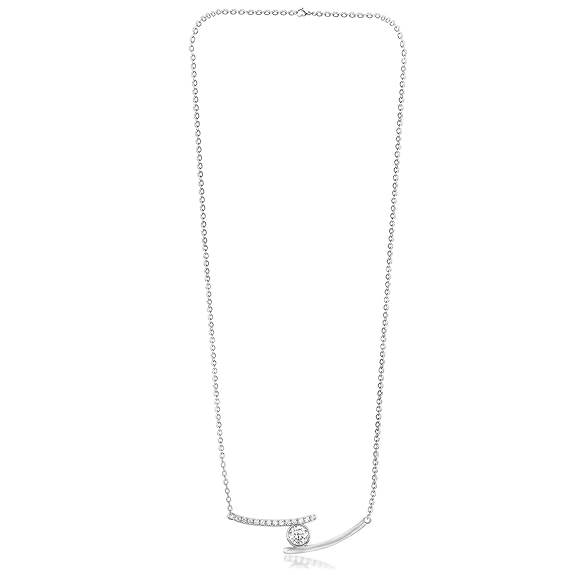 Silver Plated Solitaire Pendant Chain For Women Crystal Studded Casual & Daily Wear Jewellery Gift For Her : PX9CH182W