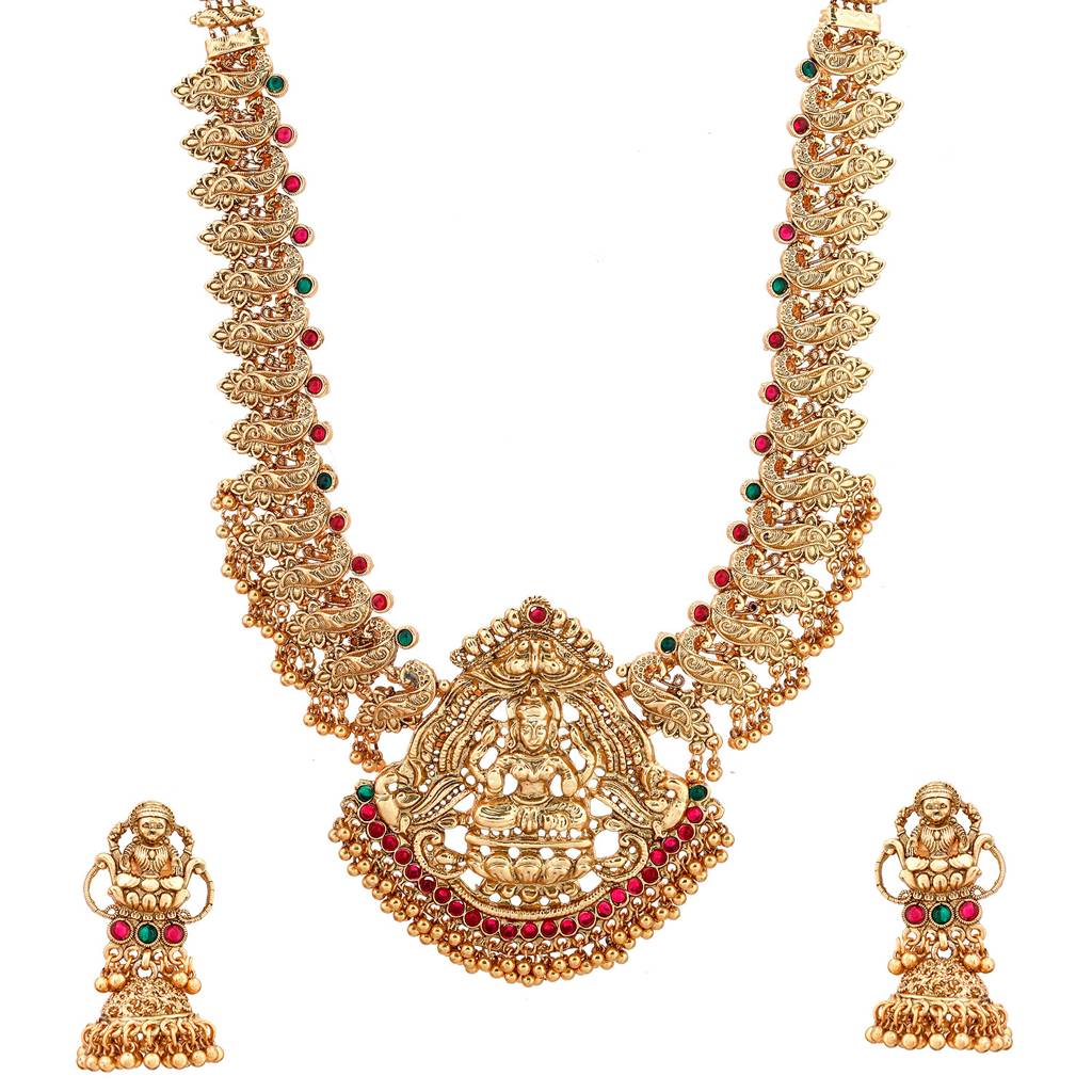 Gold Opulence Sowbhagya Temple Necklace Set : 8905124543018
