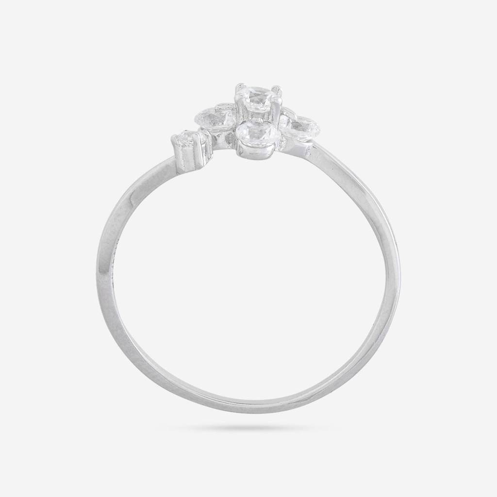 White Rodium Plated - Office Wear Silver Finger Ring - 466507 : 466507