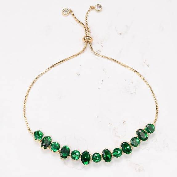 Green Gold Plated Fancy Bracelet For Women Crystal Studded Casual & Festive Wear Jewellery Gift For Her : PX9B252GRN
