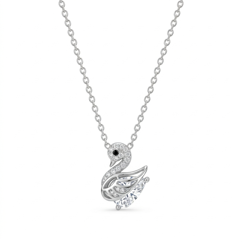 925 Sterling Silver Graceful Swan Pendant Necklace –  Skin Friendly & Anti-Tarnish, Lovely Gift For Women : P7