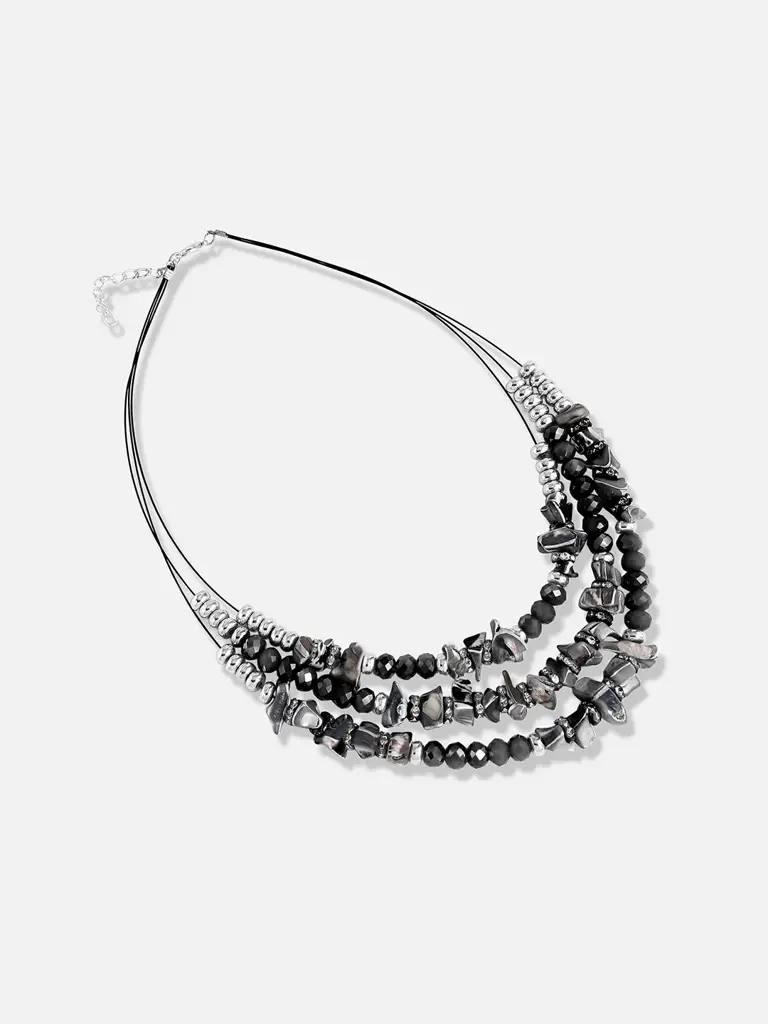 Silver Plated Designer Stone Casual Necklace And Earring Set For Women : SOHNCK3237