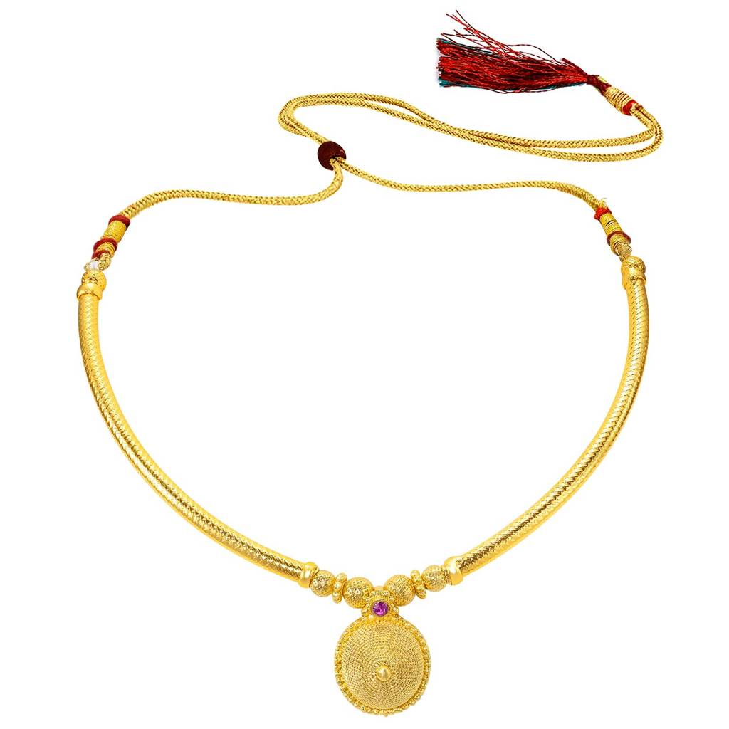 Gold Plated Ethnic Pink Crystal Studded Pendant Necklace For Women | Festive & Bridal Jewellery, Anniversary Birth : PF04N37RP