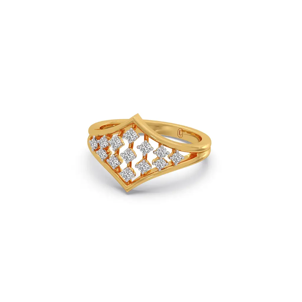 Floral Net Diamond Ring : LJ-R00718-09YGLGD-8