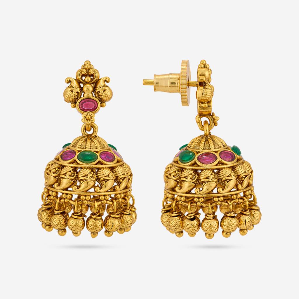 Ruby-Green Gold - Plated Festive Antique Earring - 460583 : 460583