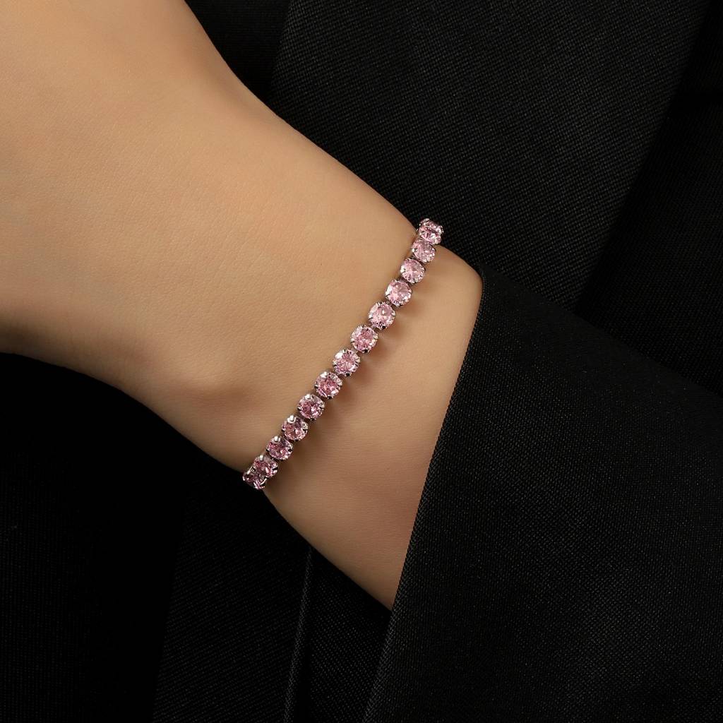 Aeri Pink Tennis Bracelet : BS13828-S-PNK