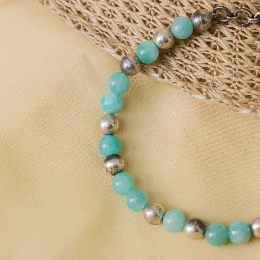 Amazonite Blue Silver Bracelet : ZV-BRC-NAT-012