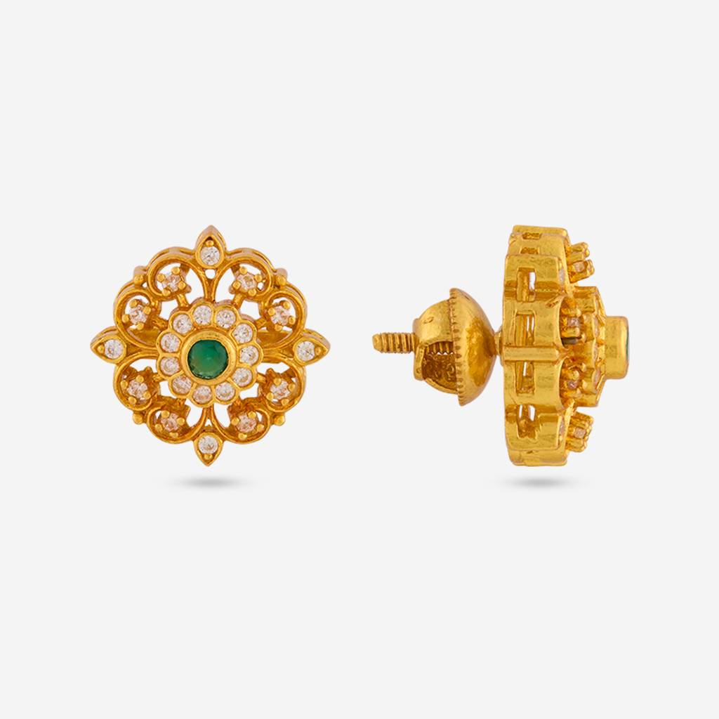 Green Gold - Plated Festive Temple Earring - 467819 : 467819