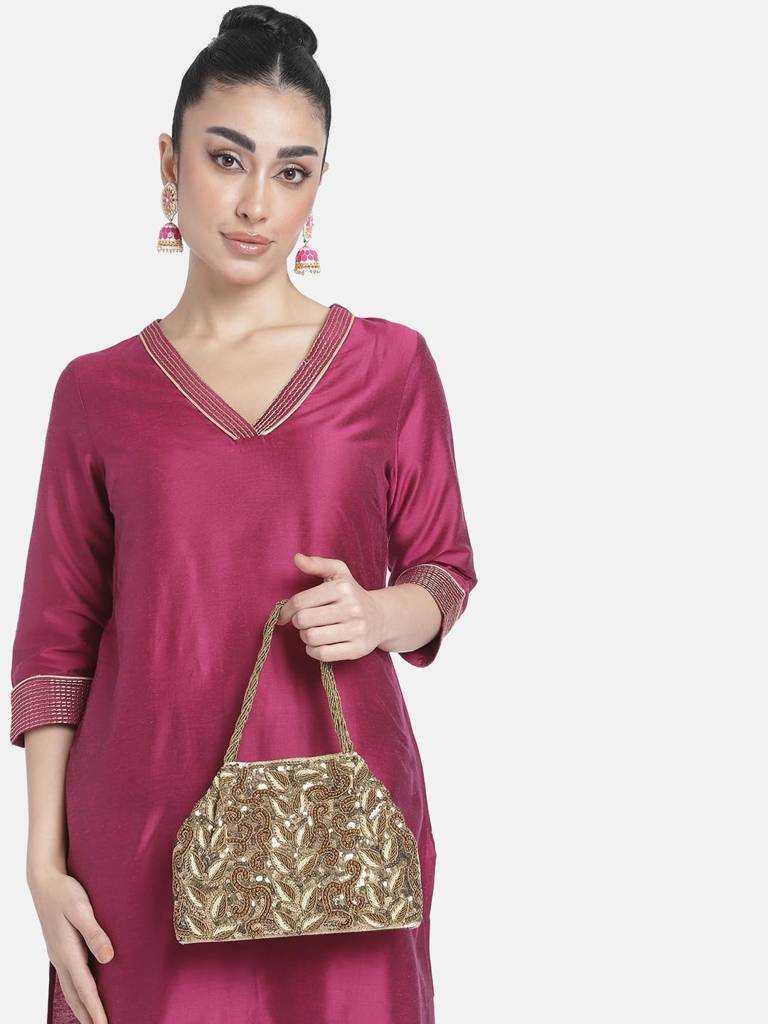 Potli Bags For Women Evening Bag Clutch Ethnic Bride Purse With Drawstring (P17Br) : P17BR