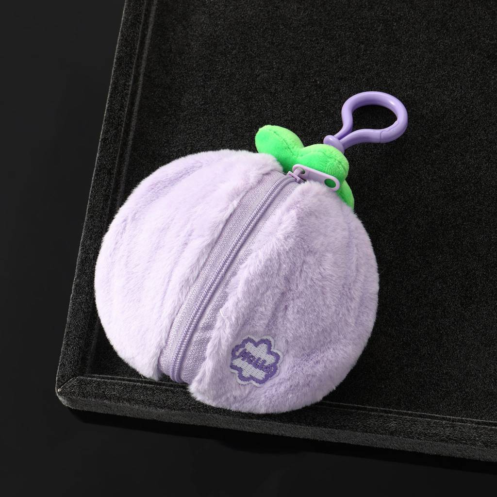 Mini Furry Zipper Pouch Bag Charm : C-BG-0030-PL