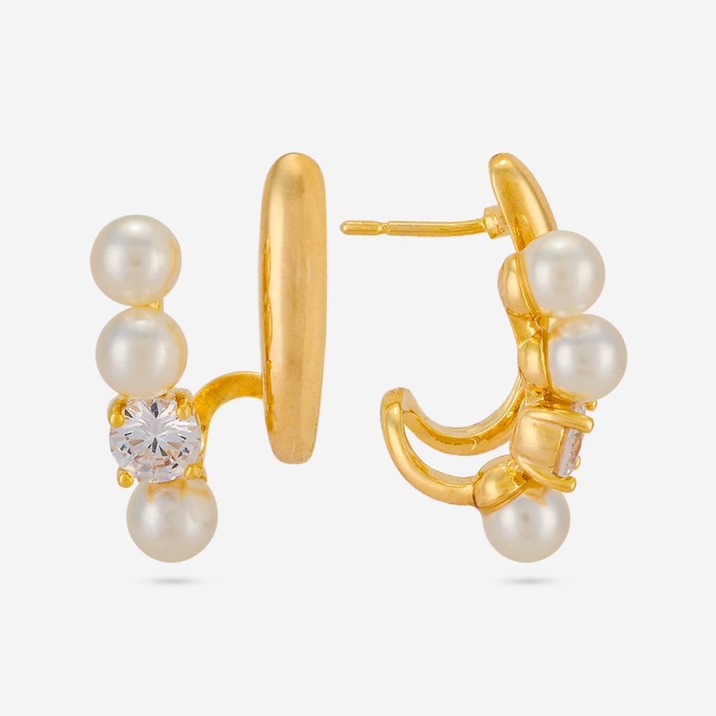 Pearl Gold - Plated Casual Wear Trendy Zircon Earring - 464676 : 464676