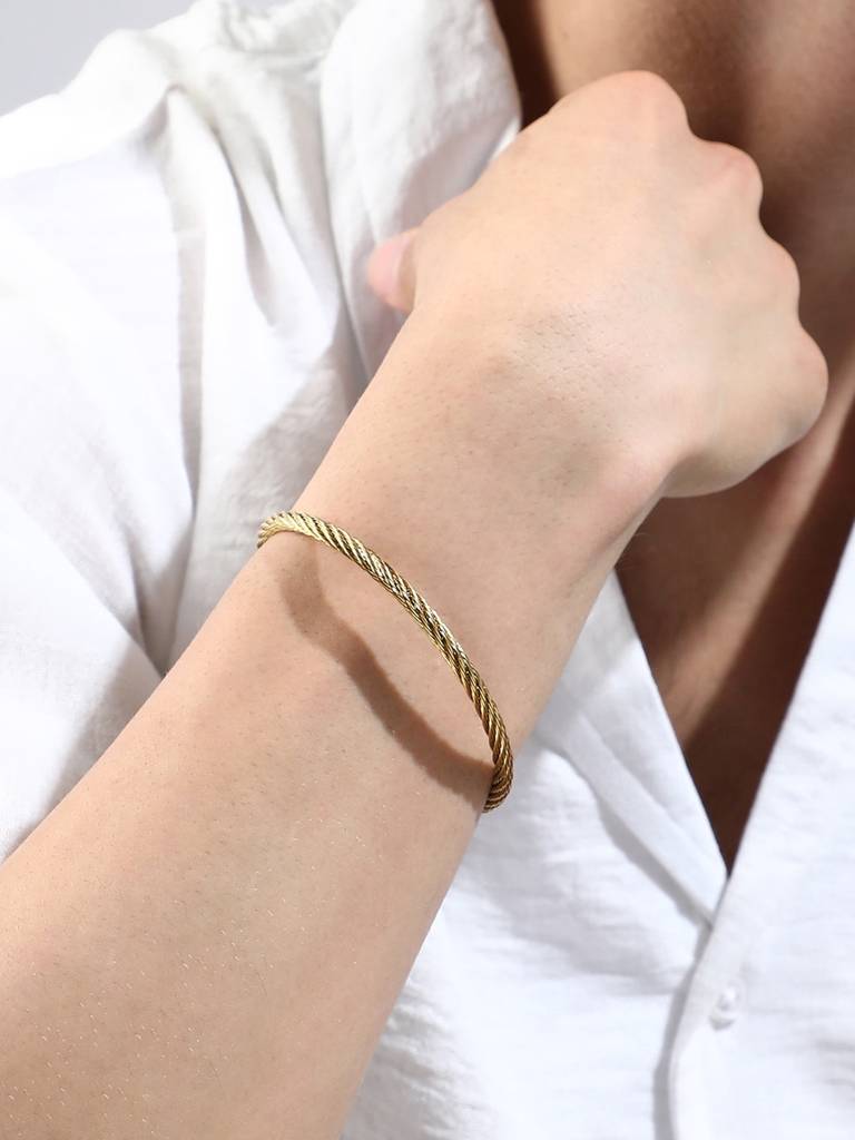 Men'S The Twisted-Hook Bangle Bracelet - California Gold : SOHIBR6435