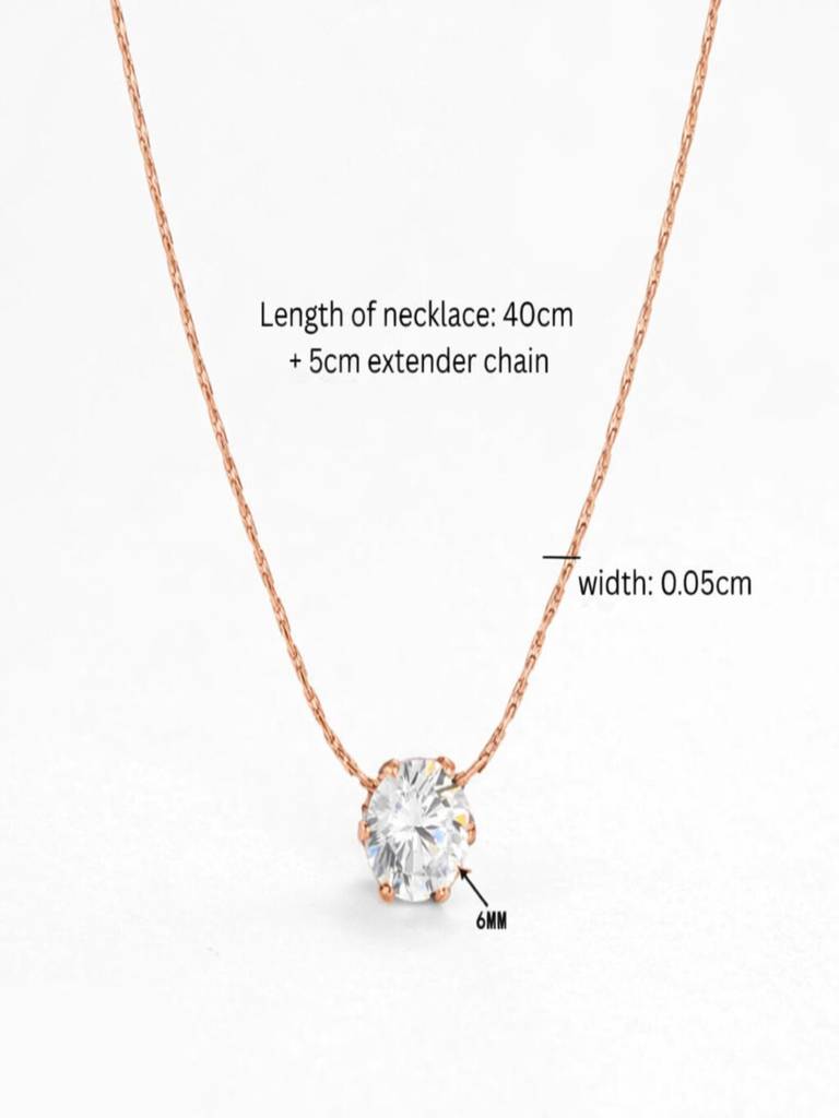 Minimal Single Zircon Thin Chain Necklace 18K Plated Anti-Tarnish : AHM0126N713RG