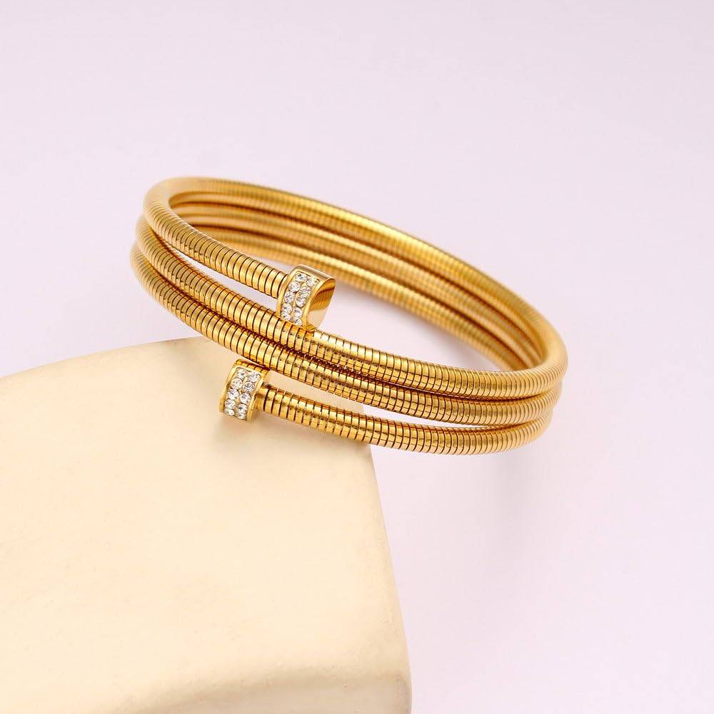 Sia Double Coil Sparkle - Gold | 18K Gold Plated | Waterproof, Hypoallergenic & Anti-Tarnish : DSVDYJ05250012