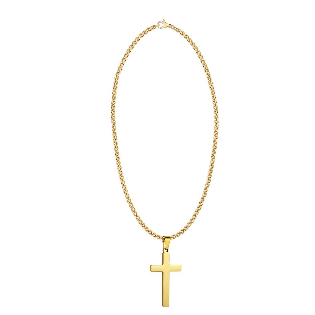 Gold Plated Cross Pendant Chain Necklace Christian Fashion Jewellery Gift For Women & Men : PX5CH92G