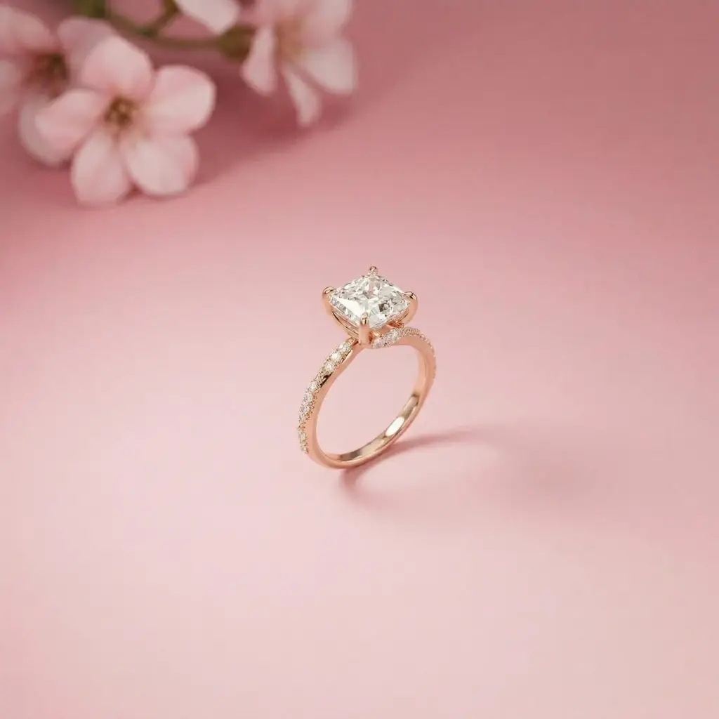 2.99Ct Moissanite Asscher Cut Pave Twist Ring : ZLM10020R-10N