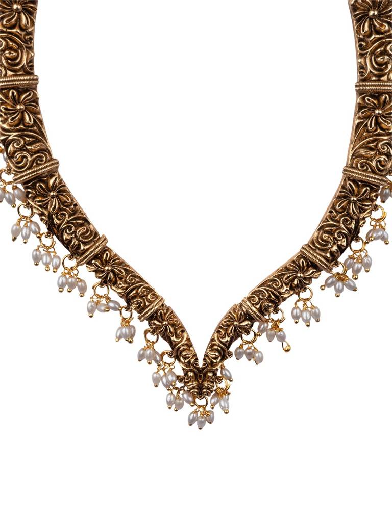 Antique Finish Temple Necklace Set : SATJS371