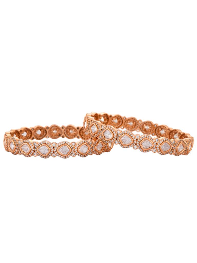 Sparkling Elegance Classic Kundan American Diamond Bangles : 8905124527339