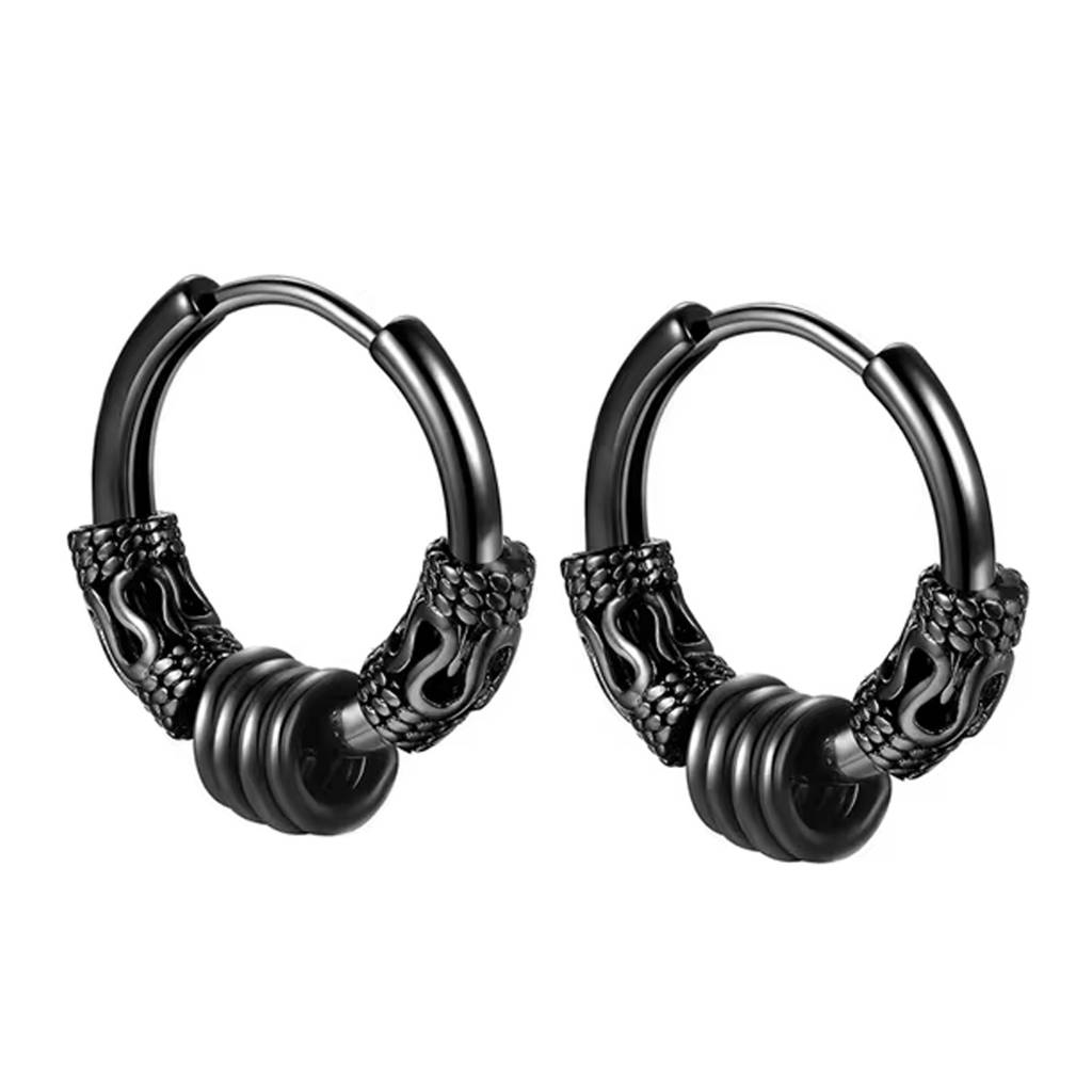 Peora Black Fancy Hoop Earrings Fashion Jewellery Gift For Men & Women : PX8E255