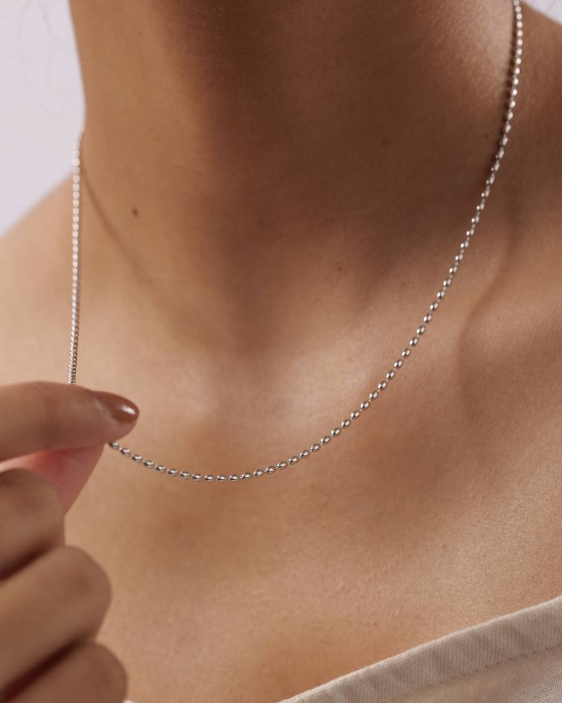 Pebble Line Chain: 925 Sterling Silver, Smooth Textured Links : TK-1501-N104-S00