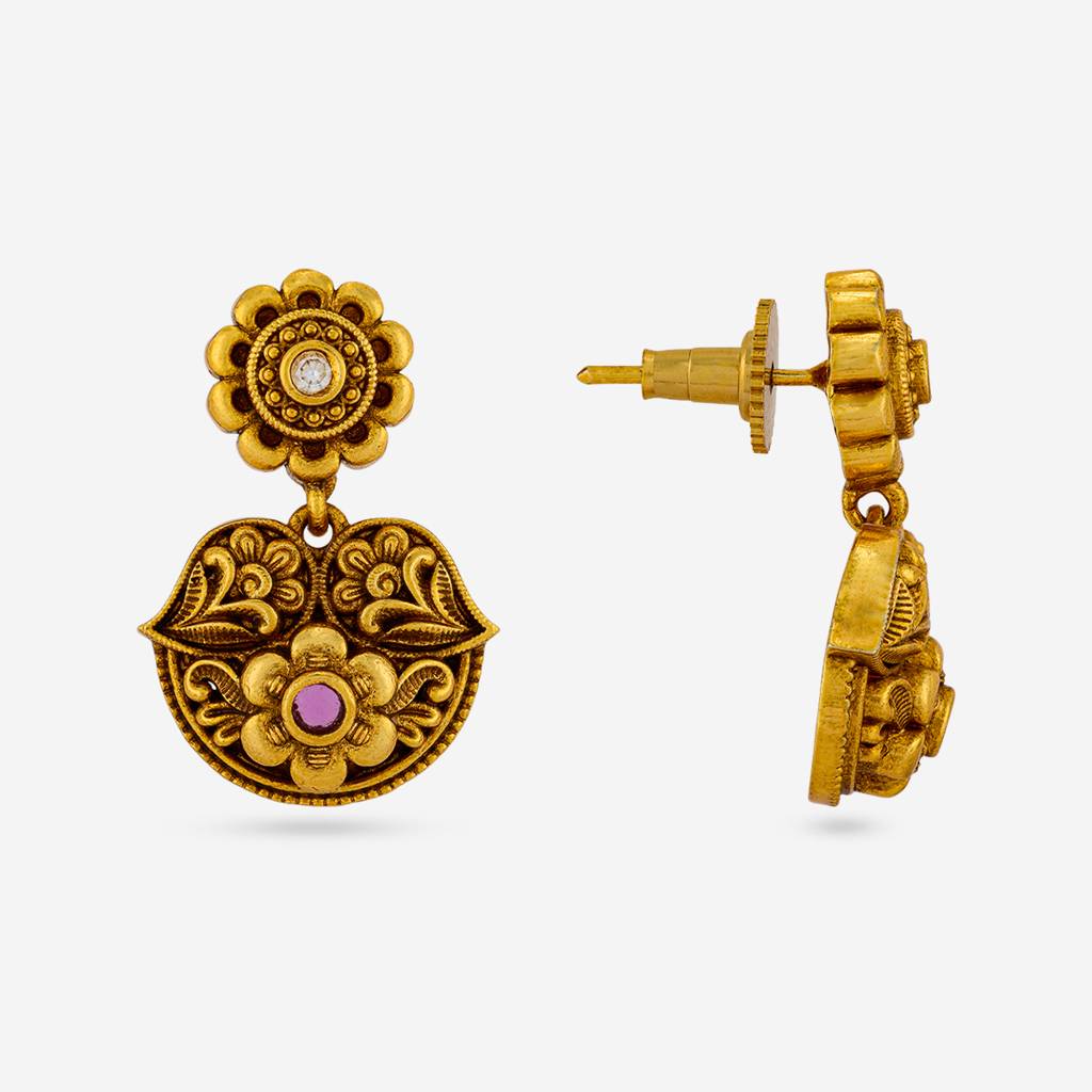 Ruby Gold - Plated Festive Antique Earring - 470013 : 470013