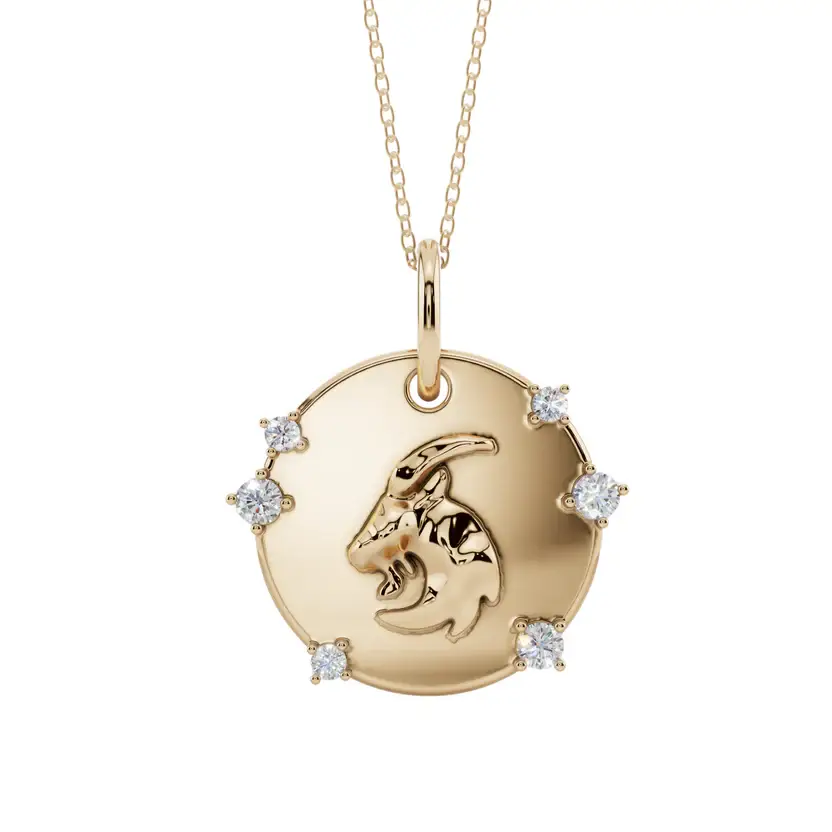 Imperial Summit | Capricorn Charm Semi Silver Pendant Necklace : VZD01-CPRN-SM-C