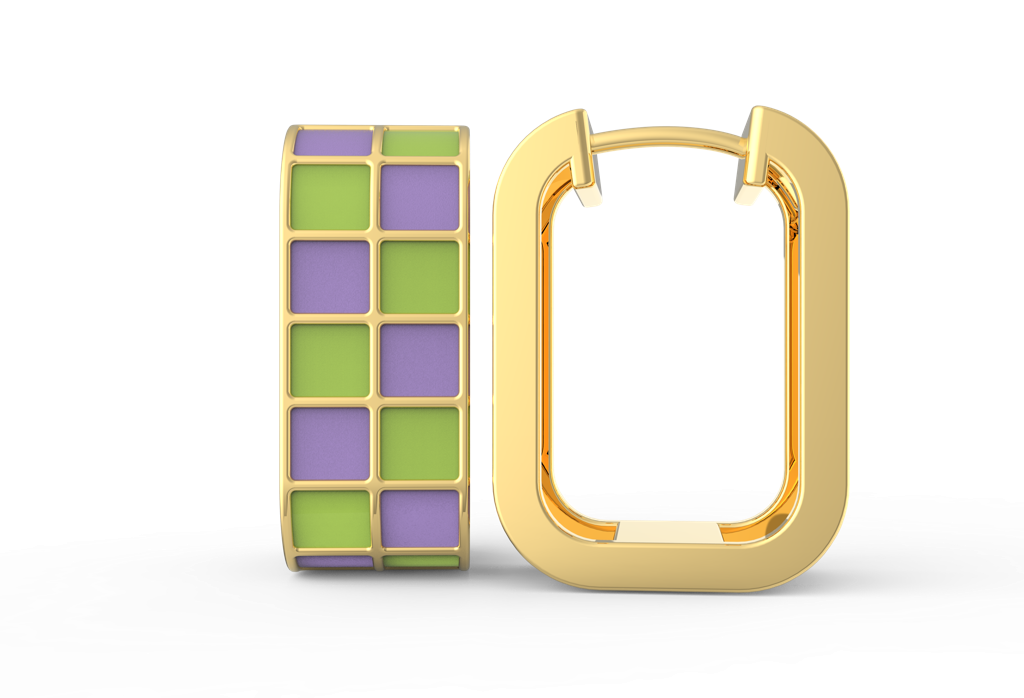 Twirl Pop Two Way Enamel Hoops|18Kt Gold Vermeil|Lifetime Warranty : E925YellowZNE227F0