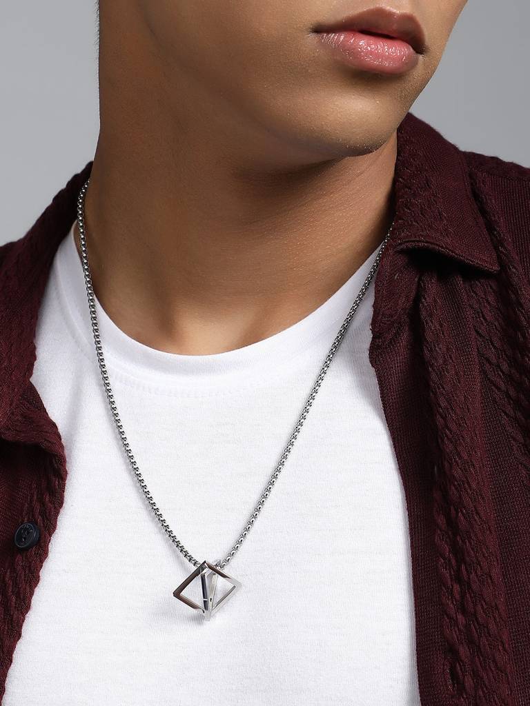 Men'S The Quad Pendant Necklace - Metallic Silver : FAPD1180