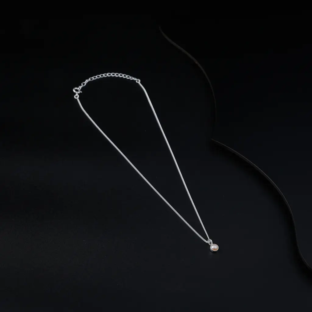 Silver Single Pearl Chain Necklace : 57218455