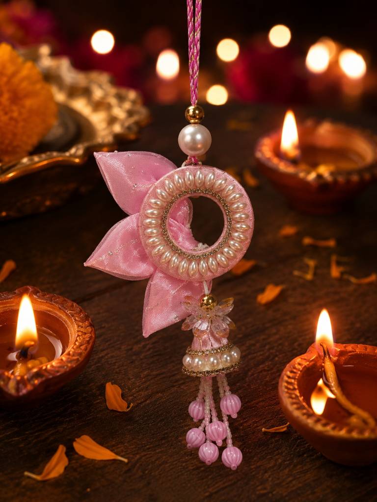 Pearl Petal Bow Lumba Rakhi : ANRK039