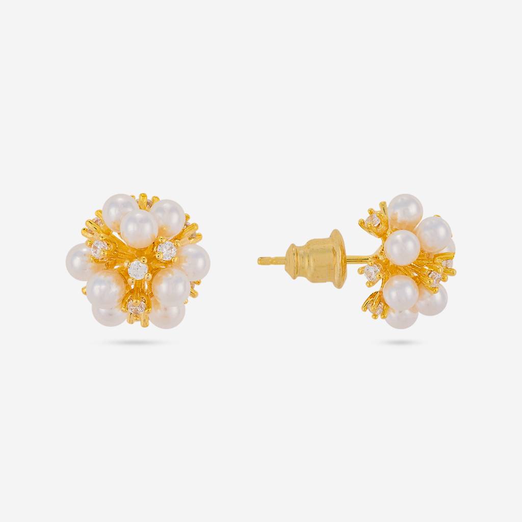 Pearl Gold - Plated Casual Wear Trendy Zircon Earring - 464638 : 464638