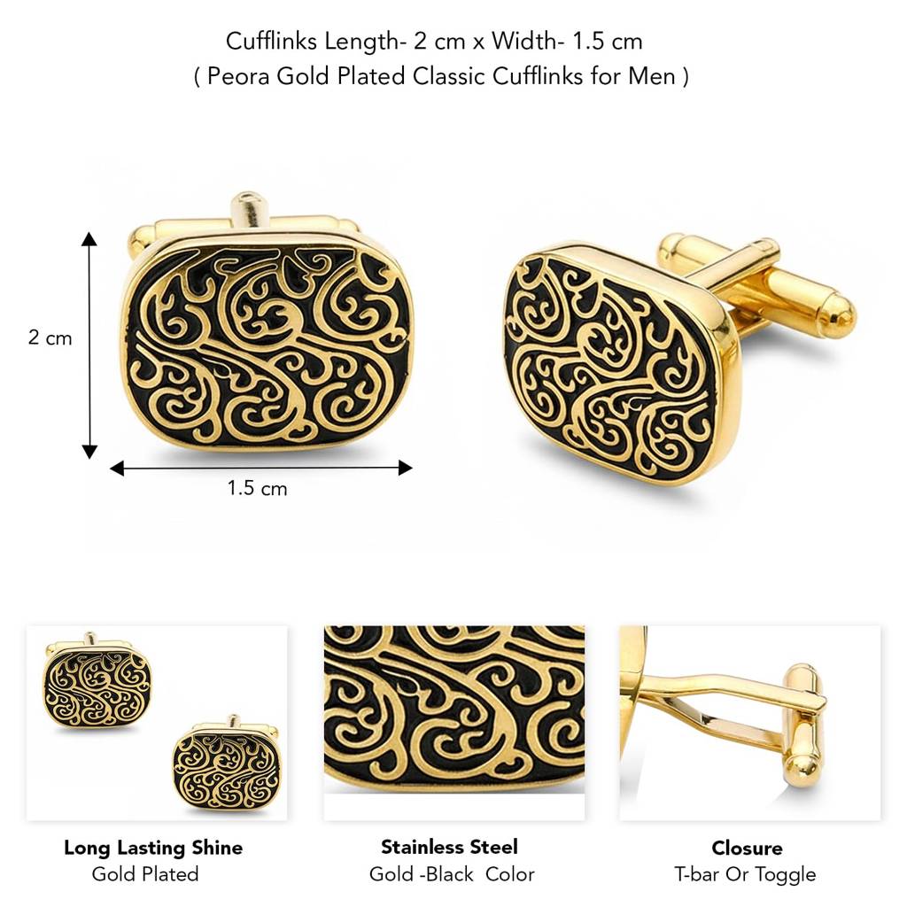 Gold Plated Textured Style Fancy Cufflinks Bussiness & Occasion Gift For Men : PX9CL169GBL